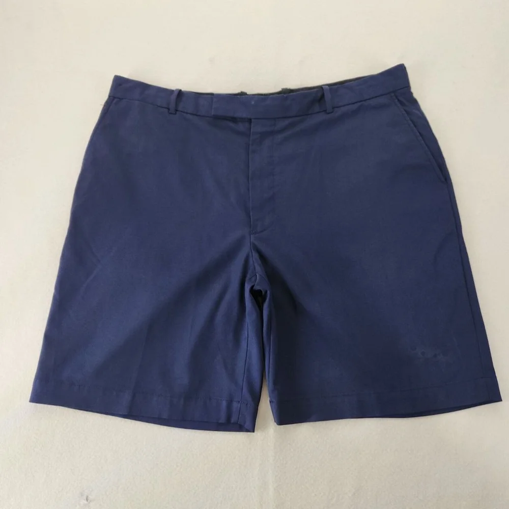 RLX Ralph Lauren Shorts Mens 38 Navy Chino Golf Stain On Front Left Leg Pictures